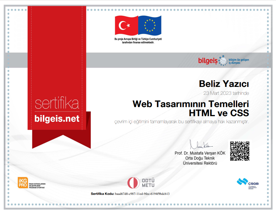 HTML Certificate